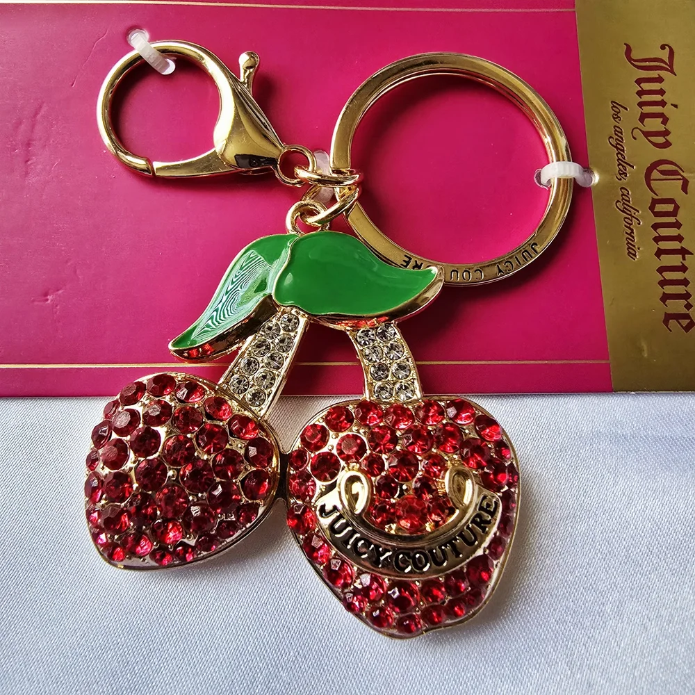 Juicy Couture Red Crystal Cherry Keychain - Picture 3 of 4